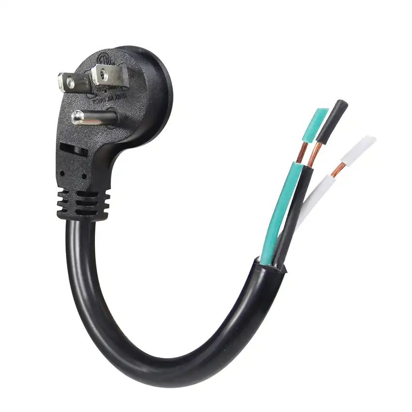 Right Angle NEMA 5-15P to Stripped Bare Wire Replacement Power Cord